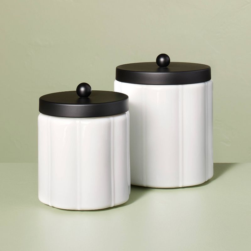 Milk Glass Bath Canister with Metal Lid - Hearth & Hand™ with Magnolia, 4 of 9