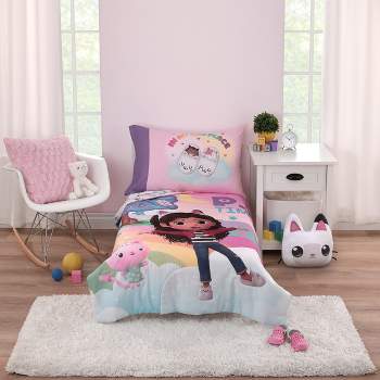 DreamWorks Gabby's Dollhouse Dream It Up Multi-Colored Rainbow PJ Time 4 Piece Toddler Bed Set