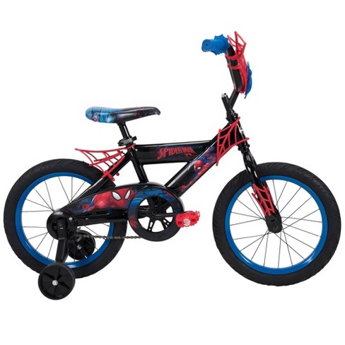 16 Pulgadas Bicicleta Niño Rojo 4-6 Años Spiderman Marvel Con Ruedines Azul