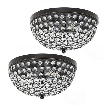 (2pk) 13" Elipse Crystal Flush Mount Ceiling Light Restoration Bronze - Elegant Designs