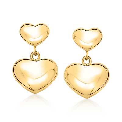 Ross-Simons Italian 18kt Gold Over Sterling Double Puffed-Heart Drop Earrings
