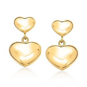 Ross-Simons Italian 18kt Gold Over Sterling Double Puffed-Heart Drop Earrings - 1 of 3