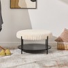 Aortzio 30.9"Wide Upholstered Round Ottoman Coffee Table,Wooden Open Storage Shelf with Metal Legs - 2 of 4