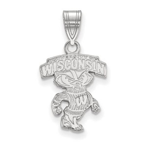 Black Bow Jewelry 14k White Gold Wisconsin Badgers NCAA Medium Pendant - 1 of 3