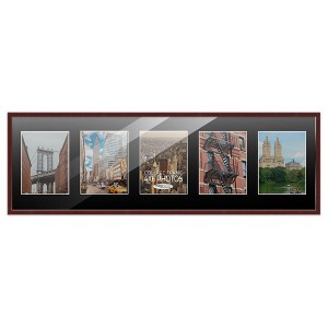 PosterPalooza | Brown Finish Collage Frame - Black Mat, 20 Frame Sizes to Choose From, UV Acrylic - 1 of 4