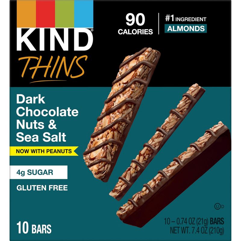 KIND Thins Dark Chocolate Nuts Sea Salt - 7.4oz/10ct, 1 of 7