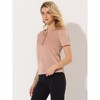 Allegra K Women's Satin Pleated Round Neck Button Front Puff Sleeve Office Blouse - 3 of 4