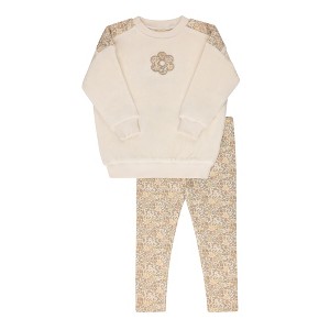 Aurora Classics - Toddler Girls 2-Piece Velour Sweatshirt + Cotton Leggings Lounge Set - Liberty Collection - 1 of 4