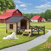 Garvee Outdoor Wooden Dog Kennel with Spacious Porch, Weatherproof Pet House with Ventilation Window & Raised Floor for Large Dogs - 3 of 4