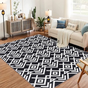 Area Rugs 5x7, Machine Washable Modern Geometric Area Rug, Super Soft Faux-Wool Carpet for Living Room Bedroom Dining Room, Non-Slip Low Pile - 1 of 4