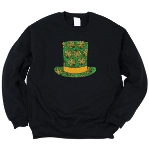 Simply Sage Market Women's Graphic Sweatshirt Shamrock Top Hat - L - Midnight - 1 of 3