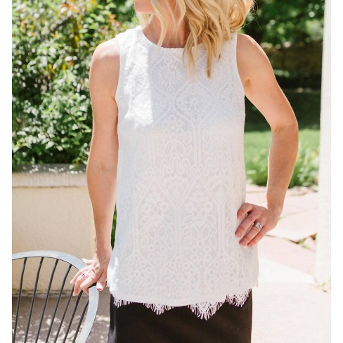 Women's Eyelash Lace Tank - APRICOT - image 1 of 4