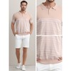 INSPIRE CHIC Men's Regular Fit Short Sleeves Button Down Collared Casual Knit Striped Polo Shirt - 4 of 4