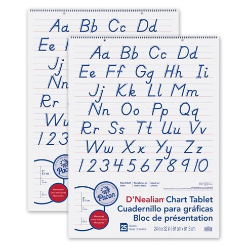 Pacon® D'Nealian Chart Tablet, Manuscript Cover, 2" Ruled 24" x 32", 25 Sheets, Pack of 2 - image 1 of 1