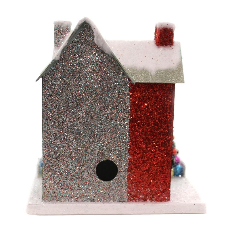 Cody Foster 11.0 Inch Merry & Bright Glitter Cottage Putz House Reindeer Christmas Village Buildings, 4 of 5