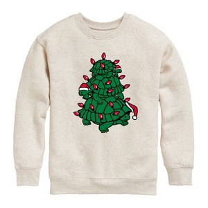 Boys' - Instant Message - Turtle Tree Stack Christmas Graphic Long Sleeve Fleece Sweatshirt - 1 of 4