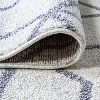 Modern Geometric Gray and White Synthetic Area Rug