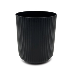 LunaLulinlk Black 1.64 Gallon Plastic Ribbed Wastepaper Basket - 1 of 4