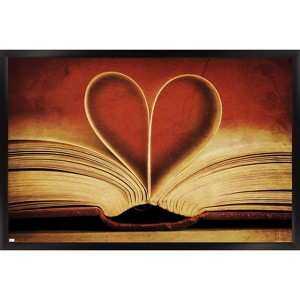 Trends International Tom Quartermaine - Book Pages in Heart Shape Framed Wall Poster Prints - 1 of 4