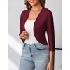 Womens Cropped Blazer Casual Business 3/4 Sleeve Collarless Open Front Cardigan Work Jacket Shrug - 4 of 4