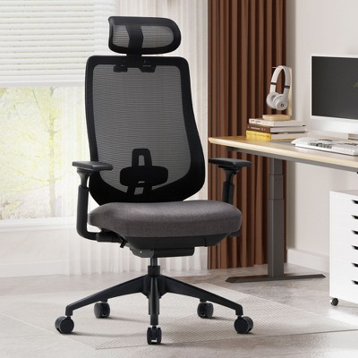 High Back Mesh Office Chair with Adjustable Headrest, 4D Armrests, Lumbar Support, Sliding Seat & Tilt Lock, Comfortable Executive Desk Chair - Black