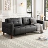 3-Seater Sofa Couch, 83" Wide Faux Leather Sofa Couch with Spring Cushion, Modern Sofa with Deep Seats and 2 Removable Back Cushions - 4 of 4