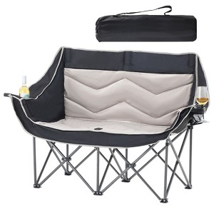 MUKE Camping Chair, Padded Double Camping Loveseat with Wine Glass Holders & Carry Bag for Beach, Camping & Lawn - 1 of 4
