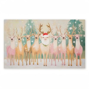 Stupell Industries Pastel Santa's Reindeer Printed Outdoor Door Mat, design by Arlington Prints, 18"x30" - 1 of 4