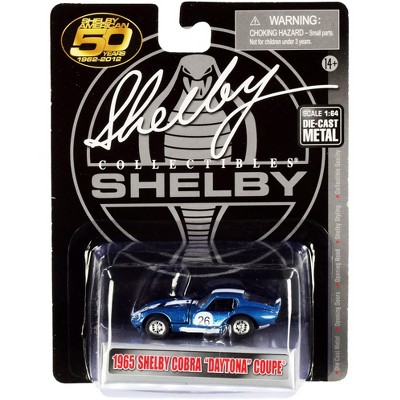 1965 Shelby Cobra Daytona Coupe #26 Blue Met. w/White Stripes "Shelby American 50 Years" 1/64 Diecast Car by Shelby Collectibles