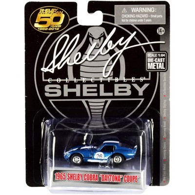 1965 Shelby Cobra Daytona Coupe #26 Blue Met. w/White Stripes "Shelby American 50 Years" 1/64 Diecast Car by Shelby Collectibles