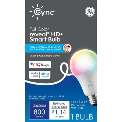 GE CYNC Reveal Smart A21 LED Light Bulbs Full Color: Voice Control, Energy Star, Alexa & Google Compatible, 800 Lumens