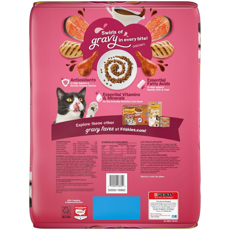 Purina Friskies Gravy Swirlers with Flavors of Chicken, Salmon & Gravy Adult Complete & Balanced Dry Cat Food, 3 of 10