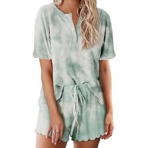 Ekouaer Tie Dye Pajamas Set Womens Loungewear Sleepwear 2 Piece PJ Sets - 1 of 4