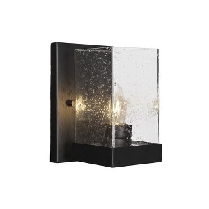 Toltec Lighting Nouvelle 1 - Light Sconce in  Espresso with 4" Square Clear Bubble Shade - 1 of 1
