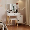 Dressing Table, Padded Stool Set, White, Wooden Cosmetic Table with Drawer and Storage Cabinet - image 2 of 4