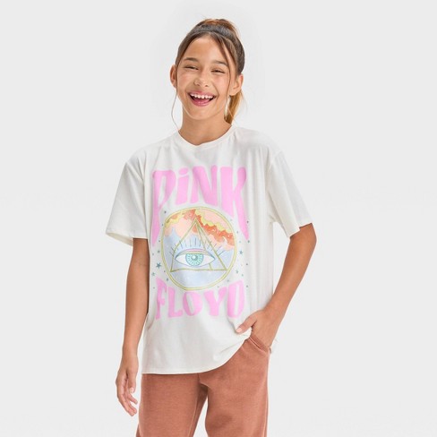Girls' Short Sleeve Pink Floyd Oversized Graphic T-shirt - Art