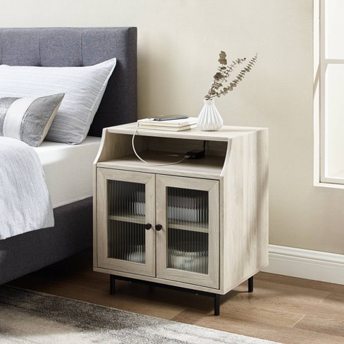 Glass Nightstand,Bedside Table for Bedroom 