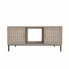 LIVAREEmlen Elegant Veener Weaving Design Coffee Table with 4 Sliding Door, Wooden Center Rectangular Table with Symmetrical Design Storage Cabinet - 2 of 4