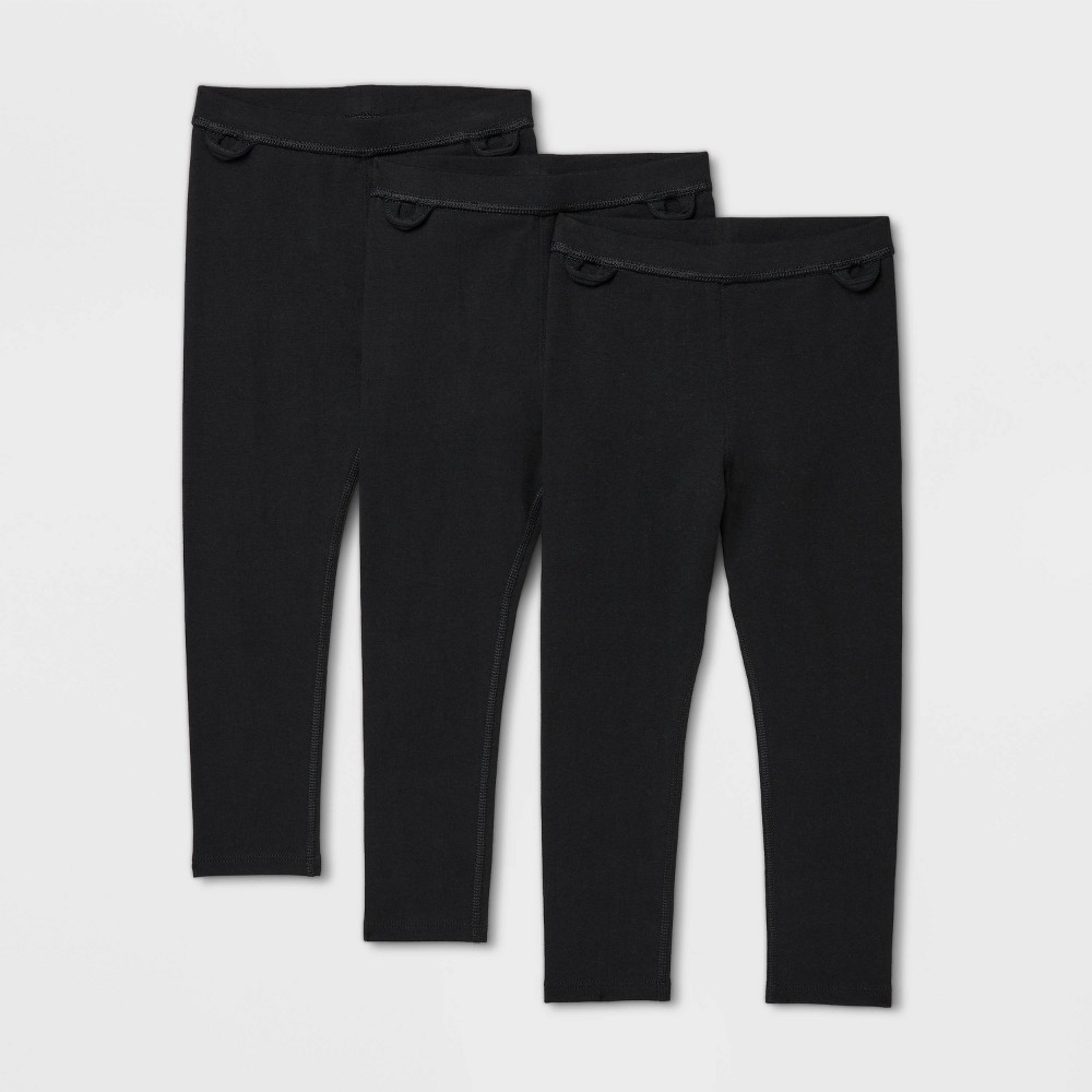 Toddler Girls' Adaptive 3pk Leggings - Cat & Jack™ Black 5T