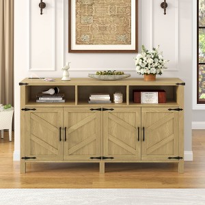 Okak Modern 3-Shelf & 4-Door Sideboard Half-Open Storage Cabinet for Dining Room,Kitchen Pantry Cabinets with Power Outlets & USB Ports - 1 of 4