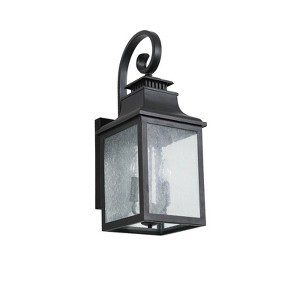 Wellfor 23" Aluminum with Glass Outdoor Wall Light Sconce - Black: Weather-Resistant, E12 Socket, 40W Max - 1 of 4