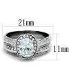 Slickblue Women’s Oval CZ Ring, Silver, 8x6mm Clear Stone, Accent Halo Design, Polished Stainless Steel, Size 5-10 - 2 of 4