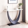 Modern Console Table with Adjustable Feet, Metal Frame & Exquisite Shape Design for Living Room/Office, Black - 3 of 4