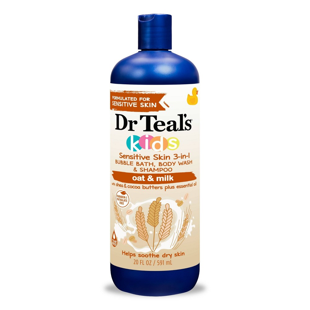 Photos - Shower Gel Dr Teal's Kids' 3-in-1 Bubble Bath Body Wash & Shampoo - Oat & Milk - 20 fl oz