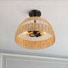2-Light Rattan Semi-Flush Mount – Black Metal Farmhouse Ceiling Light - 3 of 4