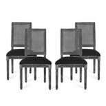 Set of 4 Regina French Country Wood and Cane Upholstered Dining Chairs - Christopher Knight Home