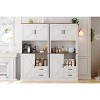 Pantry Cabinet with 2 Drawers and Open Shelves, Tall Freestanding Kitchen Pantry Cabinet with Microwave Shelf - 4 of 4