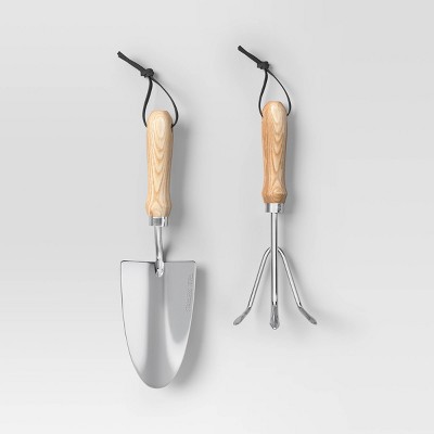 2pc Dig Gardening Tool Set Stainless Steel Finish - Threshold™