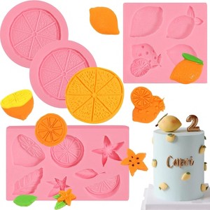 JDICTION Realistic Fruit Silicone Molds 4PCS, Multi-Purpose Lemon Orange Mold for Baking & Craft, Cake Decor, Chocolate, Resin, DIY Gift - 1 of 4