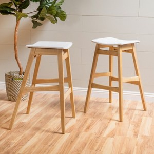 GDFStudio Elise Mid-Century Modern Fabric Upholstered 29.5 Inch Backless Barstools (Set of 2) - 1 of 4